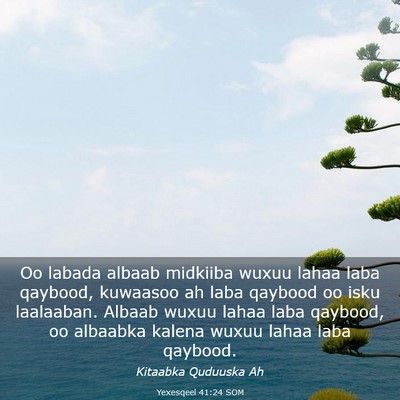 Picture 03 - Yexesqeel 41:24 SOM - Oo labada albaab midkiiba wuxuu lahaa laba - Bible Verse Picture