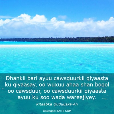 Picture 03 - Yexesqeel 42:16 SOM - Dhankii bari ayuu cawsduurkii qiyaasta ku - Bible Verse Picture