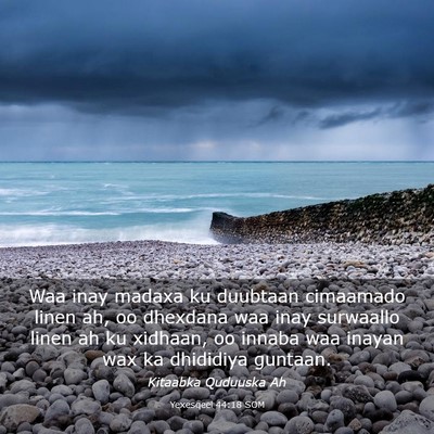 Picture 03 - Yexesqeel 44:18 SOM - Waa inay madaxa ku duubtaan cimaamado linen ah, - Bible Verse Picture