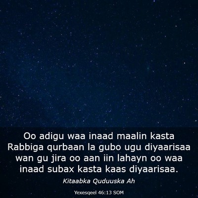 Picture 03 - Yexesqeel 46:13 SOM - Oo adigu waa inaad maalin kasta Rabbiga qurbaan - Bible Verse Picture