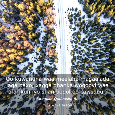 Picture 03 - Yexesqeel 48:30 SOM - Oo kuwanuna waa meelaha magaalada laga baxo, - Bible Verse Picture