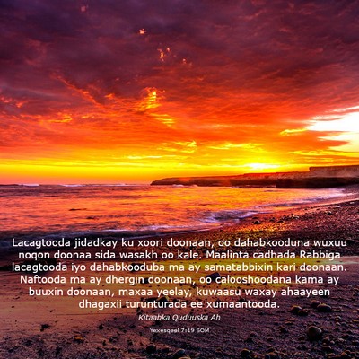 Picture 03 - Yexesqeel 7:19 SOM - Lacagtooda jidadkay ku xoori doonaan, oo - Bible Verse Picture