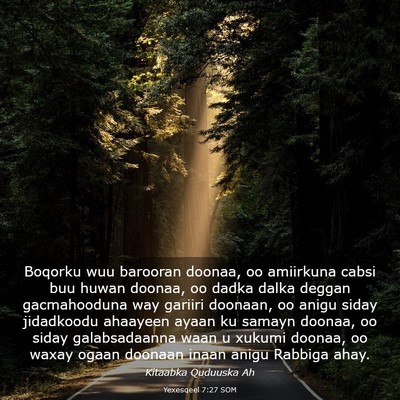 Picture 03 - Yexesqeel 7:27 SOM - Boqorku wuu barooran doonaa, oo amiirkuna cabsi - Bible Verse Picture
