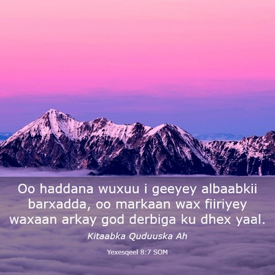 Picture 03 - Yexesqeel 8:7 SOM - Oo haddana wuxuu i geeyey albaabkii barxadda, oo - Bible Verse Picture