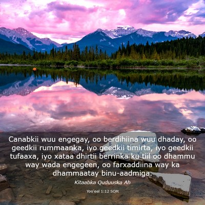 Picture 03 - Yoo'eel 1:12 SOM - Canabkii wuu engegay, oo berdihiina wuu dhaday, - Bible Verse Picture