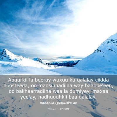 Picture 03 - Yoo'eel 1:17 SOM - Abuurkii la beeray wuxuu ku qalalay ciidda - Bible Verse Picture