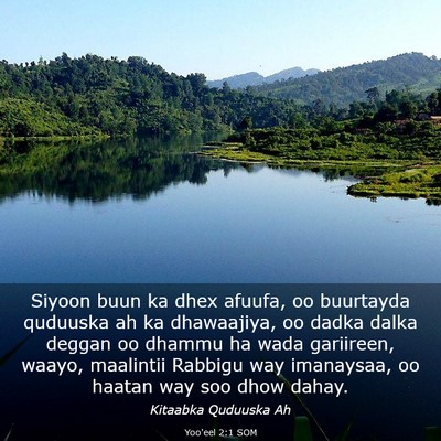 Picture 03 - Yoo'eel 2:1 SOM - Siyoon buun ka dhex afuufa, oo buurtayda quduuska - Bible Verse Picture