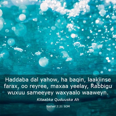 Picture 03 - Yoo'eel 2:21 SOM - Haddaba dal yahow, ha baqin, laakiinse farax, oo - Bible Verse Picture