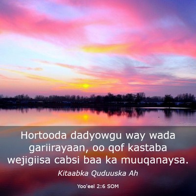 Picture 03 - Yoo'eel 2:6 SOM - Hortooda dadyowgu way wada gariirayaan, oo qof - Bible Verse Picture