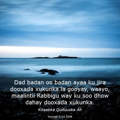 Picture 03 - Yoo'eel 3:14 SOM - Dad badan oo badan ayaa ku jira dooxada xukunka - Bible Verse Picture