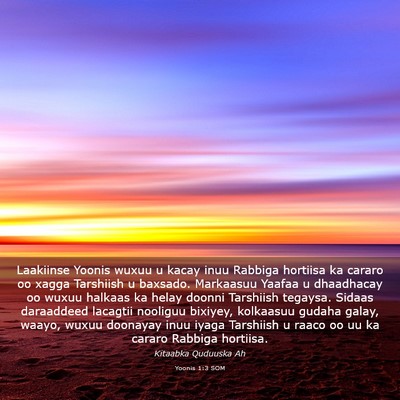 Picture 03 - Yoonis 1:3 SOM - Laakiinse Yoonis wuxuu u kacay inuu Rabbiga - Bible Verse Picture