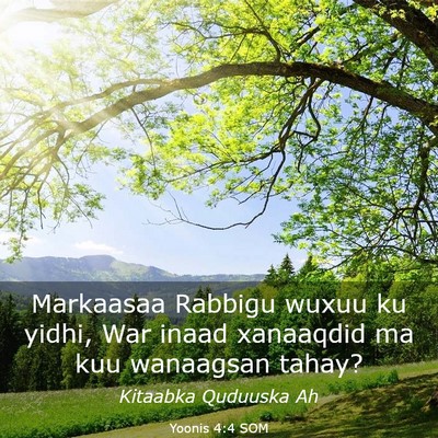 Picture 03 - Yoonis 4:4 SOM - Markaasaa Rabbigu wuxuu ku yidhi, War inaad - Bible Verse Picture