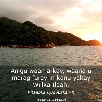Picture 03 - Yooxanaa 1:34 SOM - Anigu waan arkay, waana u marag furay in kanu - Bible Verse Picture