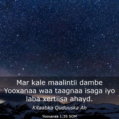 Picture 03 - Yooxanaa 1:35 SOM - Mar kale maalintii dambe Yooxanaa waa taagnaa - Bible Verse Picture