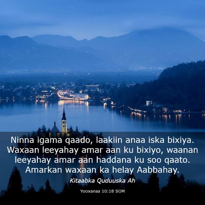 Picture 03 - Yooxanaa 10:18 SOM - Ninna igama qaado, laakiin anaa iska bixiya. - Bible Verse Picture