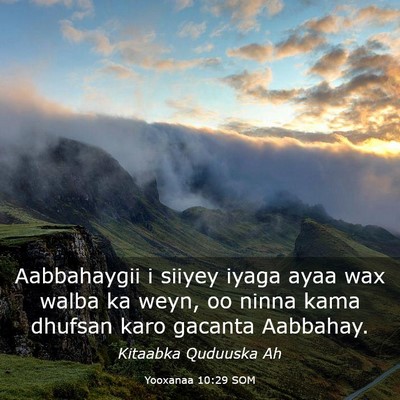 Picture 03 - Yooxanaa 10:29 SOM - Aabbahaygii i siiyey iyaga ayaa wax walba ka - Bible Verse Picture