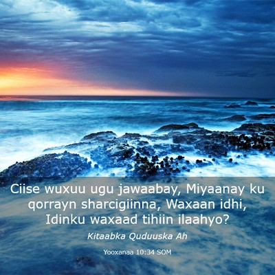 Picture 03 - Yooxanaa 10:34 SOM - Ciise wuxuu ugu jawaabay, Miyaanay ku qorrayn - Bible Verse Picture