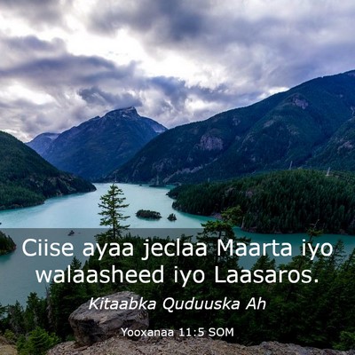 Picture 03 - Yooxanaa 11:5 SOM - Ciise ayaa jeclaa Maarta iyo walaasheed iyo - Bible Verse Picture