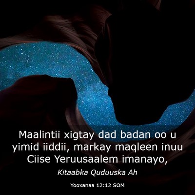 Picture 03 - Yooxanaa 12:12 SOM - Maalintii xigtay dad badan oo u yimid iiddii, - Bible Verse Picture