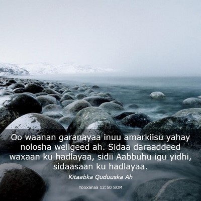 Picture 03 - Yooxanaa 12:50 SOM - Oo waanan garanayaa inuu amarkiisu yahay nolosha - Bible Verse Picture