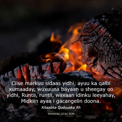 Picture 03 - Yooxanaa 13:21 SOM - Ciise markuu sidaas yidhi, ayuu ka qalbi - Bible Verse Picture
