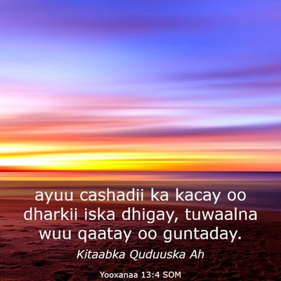 Picture 03 - Yooxanaa 13:4 SOM - ayuu cashadii ka kacay oo dharkii iska dhigay, - Bible Verse Picture