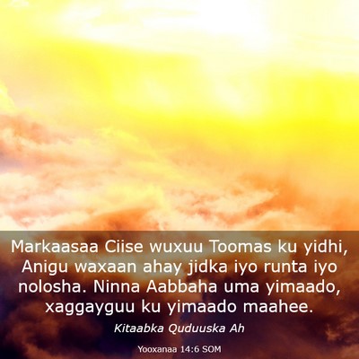 Picture 03 - Yooxanaa 14:6 SOM - Markaasaa Ciise wuxuu Toomas ku yidhi, Anigu - Bible Verse Picture