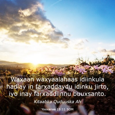 Picture 03 - Yooxanaa 15:11 SOM - Waxaan waxyaalahaas idiinkula hadlay in - Bible Verse Picture