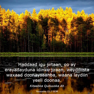 Picture 03 - Yooxanaa 15:7 SOM - Haddaad igu jirtaan, oo ay erayadayduna idinku - Bible Verse Picture