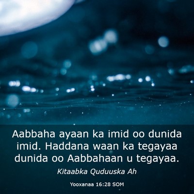 Picture 03 - Yooxanaa 16:28 SOM - Aabbaha ayaan ka imid oo dunida imid. Haddana - Bible Verse Picture