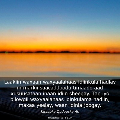 Picture 03 - Yooxanaa 16:4 SOM - Laakiin waxaan waxyaalahaas idiinkula hadlay in - Bible Verse Picture