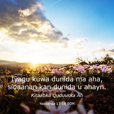 Picture 03 - Yooxanaa 17:16 SOM - Iyagu kuwa dunida ma aha, sidaanan kan dunida u - Bible Verse Picture