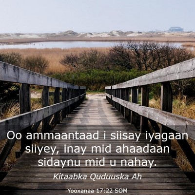 Picture 03 - Yooxanaa 17:22 SOM - Oo ammaantaad i siisay iyagaan siiyey, inay mid - Bible Verse Picture