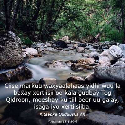 Picture 03 - Yooxanaa 18:1 SOM - Ciise markuu waxyaalahaas yidhi wuu la baxay - Bible Verse Picture