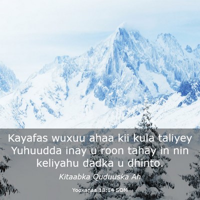 Picture 03 - Yooxanaa 18:14 SOM - Kayafas wuxuu ahaa kii kula taliyey Yuhuudda inay - Bible Verse Picture