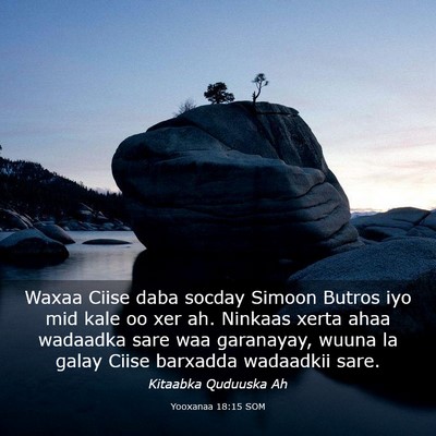 Picture 03 - Yooxanaa 18:15 SOM - Waxaa Ciise daba socday Simoon Butros iyo mid - Bible Verse Picture