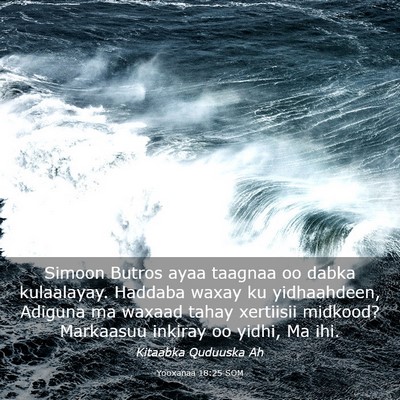 Picture 03 - Yooxanaa 18:25 SOM - Simoon Butros ayaa taagnaa oo dabka kulaalayay. - Bible Verse Picture