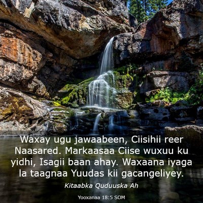 Picture 03 - Yooxanaa 18:5 SOM - Waxay ugu jawaabeen, Ciisihii reer Naasared. - Bible Verse Picture