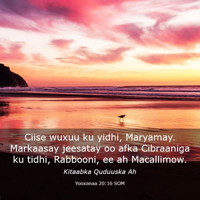 Picture 03 - Yooxanaa 20:16 SOM - Ciise wuxuu ku yidhi, Maryamay. Markaasay - Bible Verse Picture