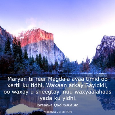 Picture 03 - Yooxanaa 20:18 SOM - Maryan tii reer Magdala ayaa timid oo xertii ku - Bible Verse Picture