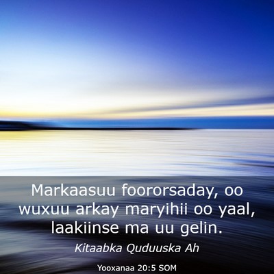 Picture 03 - Yooxanaa 20:5 SOM - Markaasuu foororsaday, oo wuxuu arkay maryihii oo - Bible Verse Picture