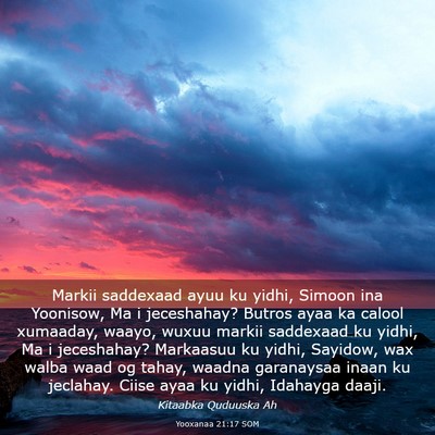 Picture 03 - Yooxanaa 21:17 SOM - Markii saddexaad ayuu ku yidhi, Simoon ina - Bible Verse Picture