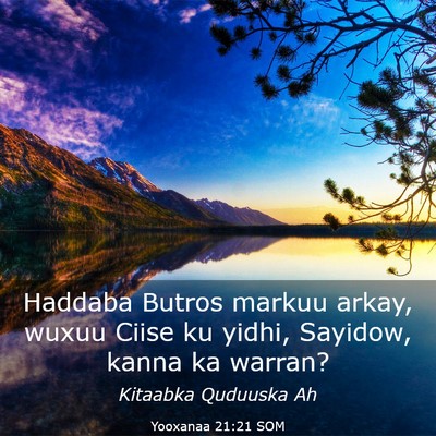 Picture 03 - Yooxanaa 21:21 SOM - Haddaba Butros markuu arkay, wuxuu Ciise ku - Bible Verse Picture