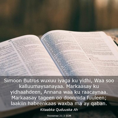 Picture 03 - Yooxanaa 21:3 SOM - Simoon Butros wuxuu iyaga ku yidhi, Waa soo - Bible Verse Picture