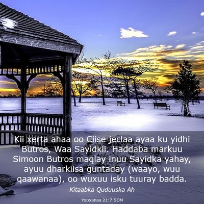 Picture 03 - Yooxanaa 21:7 SOM - Kii xerta ahaa oo Ciise jeclaa ayaa ku yidhi - Bible Verse Picture