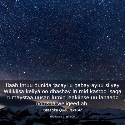 Picture 03 - Yooxanaa 3:16 SOM - Ilaah intuu dunida jacayl u qabay ayuu siiyey - Bible Verse Picture