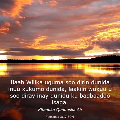 Picture 03 - Yooxanaa 3:17 SOM - Ilaah Wiilka uguma soo dirin dunida inuu xukumo - Bible Verse Picture