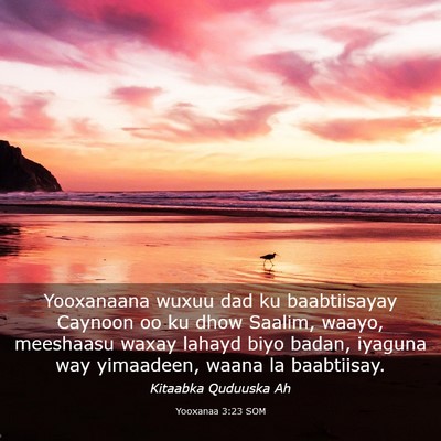 Picture 03 - Yooxanaa 3:23 SOM - Yooxanaana wuxuu dad ku baabtiisayay Caynoon oo - Bible Verse Picture