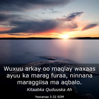 Picture 03 - Yooxanaa 3:32 SOM - Wuxuu arkay oo maqlay waxaas ayuu ka marag furaa, - Bible Verse Picture