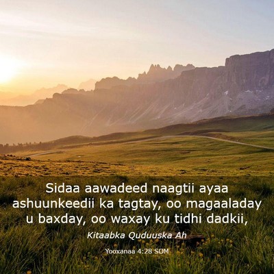 Picture 03 - Yooxanaa 4:28 SOM - Sidaa aawadeed naagtii ayaa ashuunkeedii ka - Bible Verse Picture
